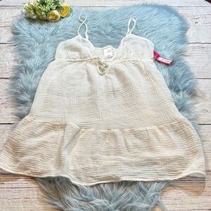 NWT Xhilaration White Gauze Babydoll Tank sz M